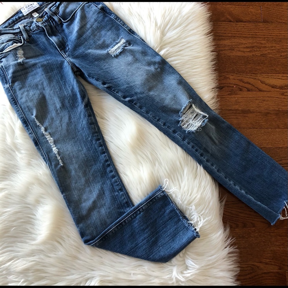 Frame Le High Straight Jeans Size 25 Distressed